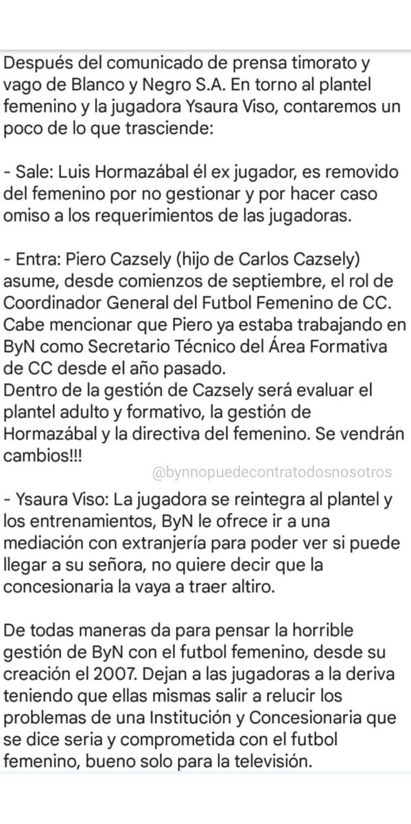 byn_npctn's tweet photo. #bynnopuedecontratodosnosotros #ellastambienjuegan #futbolfemenino #csdcolocolo #colocolo #vamoscolocolo #colocolofemenino #futbolypolitica #vamoslasalbas #fuerabyn https://t.co/6TtPC4Vo3F