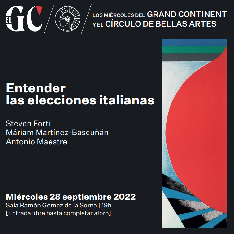 cbamadrid's tweet photo. ¿Qué está pasando en Italia? 🤔

Esta semana no te pierdas el segundo encuentro de Los miércoles del Grand Continent y el Círculo de Bellas Artes con @StevenForti, @MariamMartinezB y @AntonioMaestre

🗓️ 28.09 · 19h 🆓 Entrada libre
🔗https://t.co/JfVqQ0tnUi
▪️@elGC___ https://t.co/fScB2sRXsd