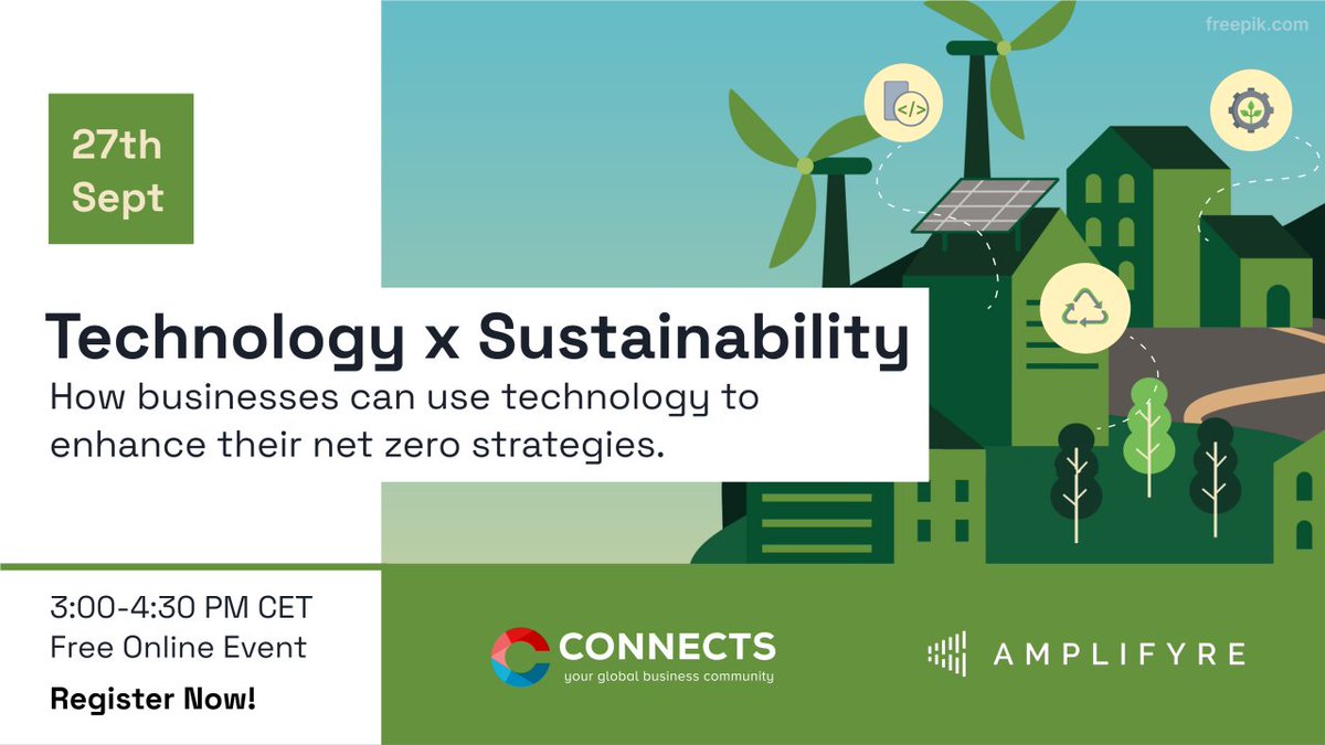 ConnectsWorld's tweet photo. CONNECTS &amp; Amplifyre are co-hosting " Technology x Sustainability"!For the keynote speaker we have Benedikt Grütz.Also joining him are Emilien Hoet, and Jessica Peters.
Link to register- https://t.co/HzLM1dDuGq

#sustainability #CONNECTS #netzerocarbon #netzero #netzerofuture https://t.co/qriXCpXIE9