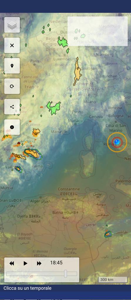 BenjaminMeteo's tweet photo. La perturbazione atlantica che porterà #maltempo sull'Italia nel weekend si avvicina. Si intravedono i primi #temporali sulla costa spagnola. Seguite l'evoluzione con #Benjamin app #android. #Nowcasting #prevenzione https://t.co/2GudGy5ReB