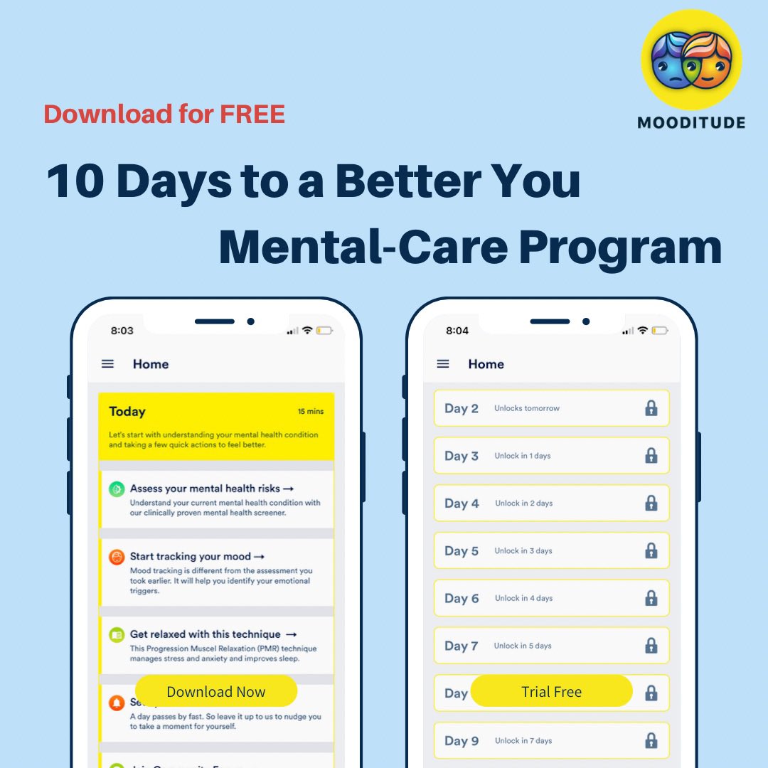 MooditudeApp's tweet photo. Do you wish you paid more attention to your mental health and self-care?
We all know that self-care is important. But most of us don’t do it as often. But it’s time you do and Mooditude mental-care challenge is going to up-level how you practice self-care in just 10 days! ✨ https://t.co/D0c1TuDrd8