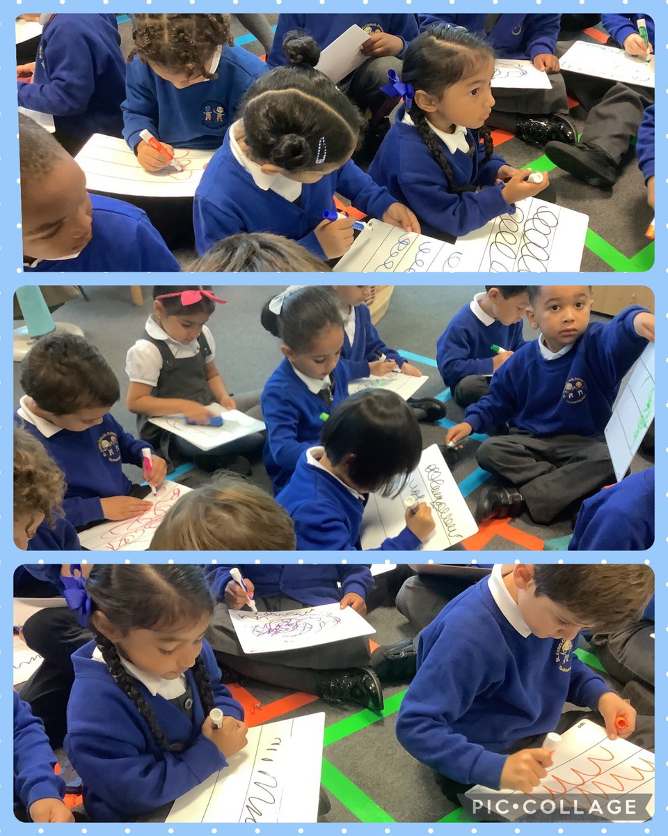 MissClegg2025's tweet image. Reception focussed hard to practise their early writing skills today. Developing letter-like shapes and improving their pen control. #markmakers @StAnnesLiv