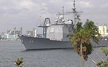 WarshipCam's tweet photo. USS Hue City (CG 66) Ticonderoga-class guided missile cruiser being decommissioned today in Norfolk, Virginia - first 3 shots are from ship's live stream of event- last shot is only "in-action" shot I caught- 2019 departing Port Everglades - September 23, 2022 #usshuecity #cg66 https://t.co/z98QSchw8S