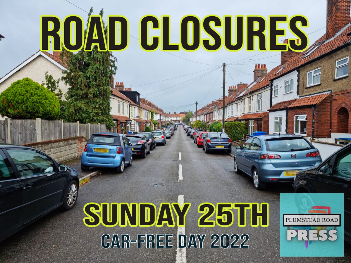 PlumsteadPress's tweet photo. Car-Free Day 2022 is fast approaching the residents of #Norwich. Is your road closing on Sunday? 

Find out all the information here: https://t.co/sFILNWK3zO

#norwichtraffic #norwichnews #PlumsteadRoadPress #CarFreeDay2022

@CFD_ID 
@CarFreeNorwich
@NorfolkCC 
@NorwichCC https://t.co/MWkUEqq6jW