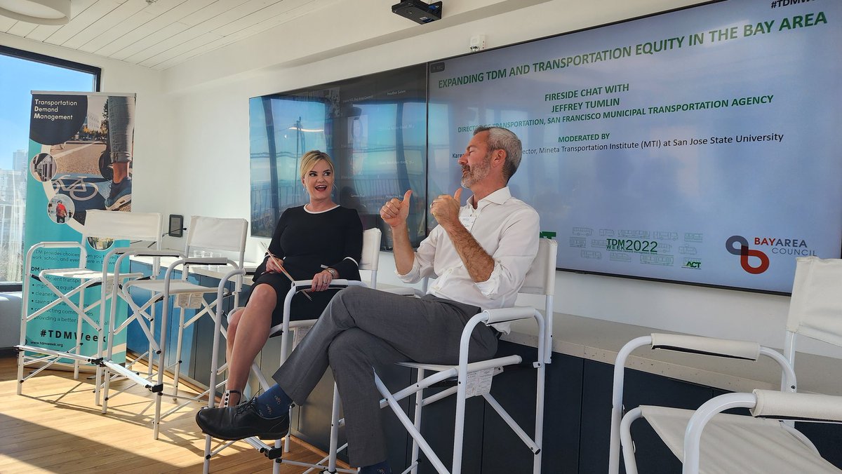 planneralba's tweet photo. What a wonderful start to a morning aboard the @BayAreaCouncil's #Klamath with @MinetaTrans Karen Philbrick and @jeffreytumlin, talking about #TDM & #equity.
#TDMWeek @ACTNational #TransportationDemandManagement https://t.co/T5dv5IG9XZ
