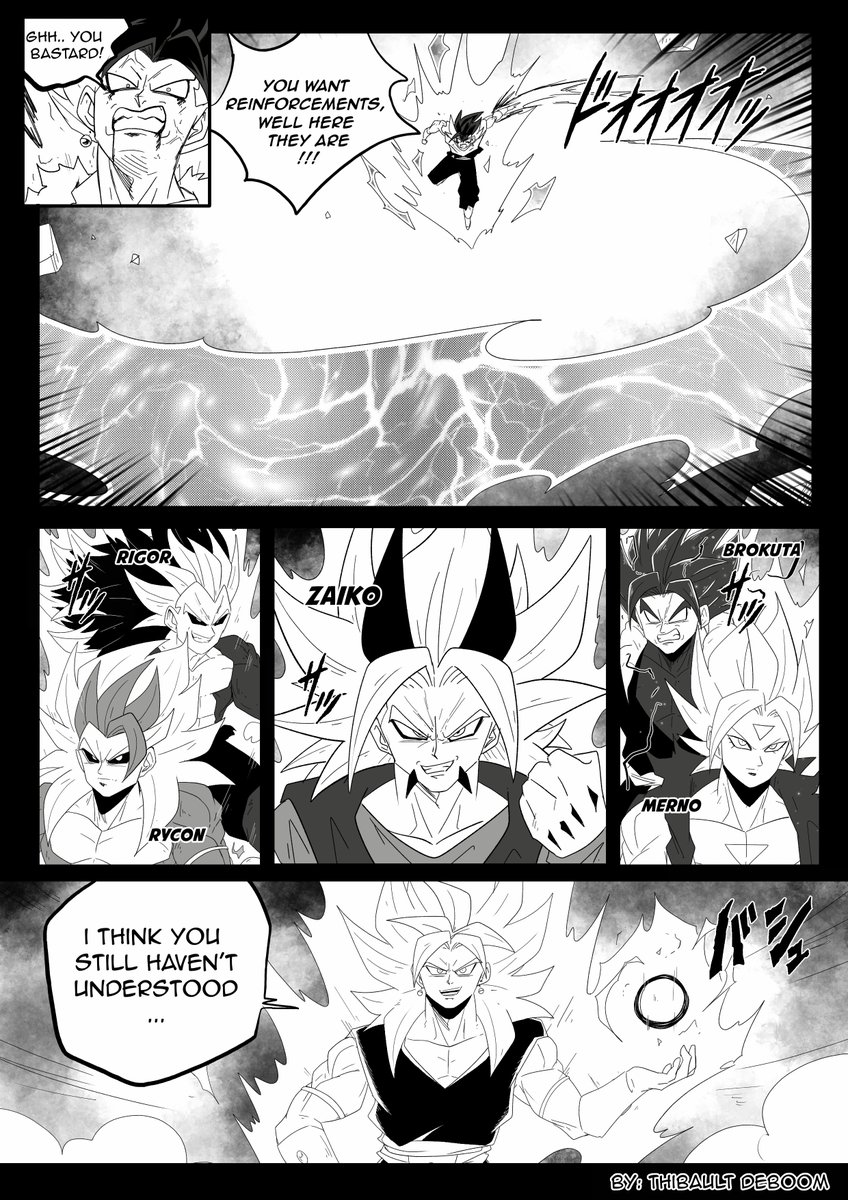 ThibaultDeboom's tweet photo. Brogetto vs the DB fanmanga multiverse !
I see few people talking about ultra Vegetto, so i did that for fun. 👀
You can read Dragon ball Wrath on mangadraft:
⬇️⬇️⬇️
https://t.co/Qkc2HXE2Kg
I will put these pages as a bonus later on. 
#ultravegito #brogetto #sdbh #DragonBall
❤️🔁 https://t.co/Y7wdicUnAp