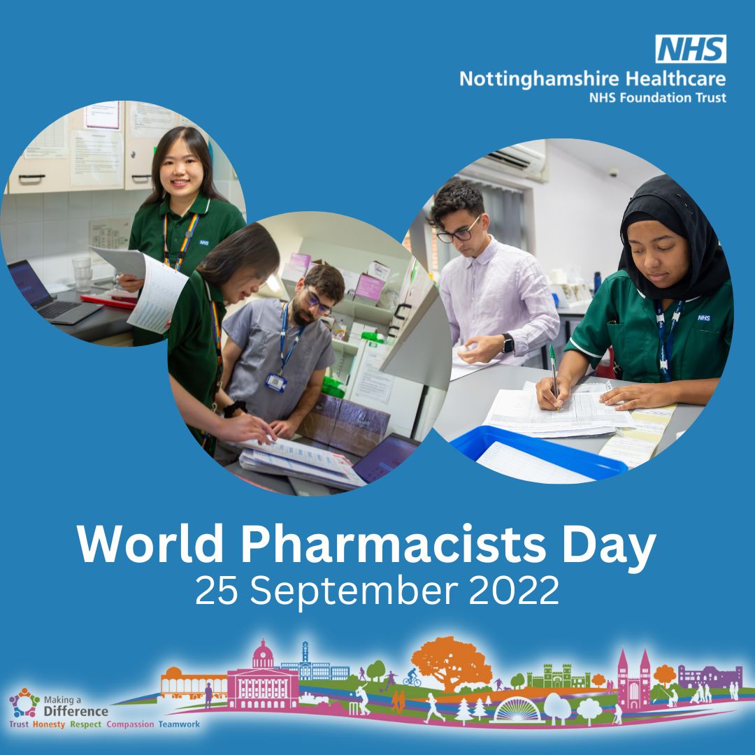 NottsHealthcare's tweet photo. A huge thank you to all our fantastic pharmacists, and the pharmacy team as a whole, on #WorldPharmacistsDay today. You do amazing work supporting our teams and services, ensuring optimal use of medicines to those who use our services. Thank a pharmacist below 👇@NottsHCPharmacy https://t.co/TUsu5w6awt