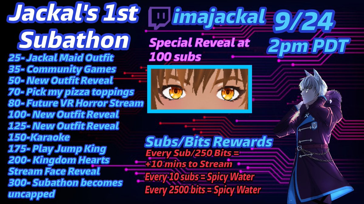 BORK BORK BORK!!! I'm having my 1st Subathon tomorrow at 2pm PDT, we got some really cool goals including a face reveal in a future stream if we finish the sub goals! Doggo exposed! Please retweet and share and support your friendly neighborhood doggo!

#vtuber #ENVtuber #twitch
