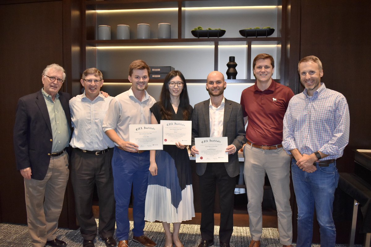 It is always an honor to celebrate our Society's newest CFA Charterholders. Congratulations to Austin Mills, CFA, Ming Ju, CFA, Jack Heidelberg, CFA, (all pictured) Joshua Norris, CPA, CFP, CFA, and Daniel Drummond, CPA, CFA who all became CFA charterholders over the last year!