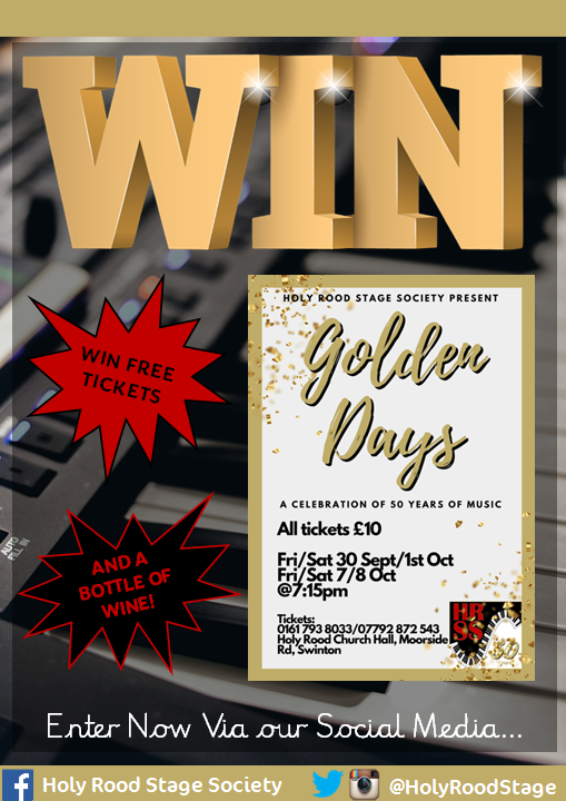HolyRoodStage's tweet photo. #AmDram #HolyRoodStageSociety
#GoldenDays #WinOnWednesday #EnterForFreeTickets #TicketsStillAvailable Call Margaret
on 0161 793 8033. To Enter: #Like/#Follow &amp; #Share! 🎭 x https://t.co/lJt8W1XQ6J