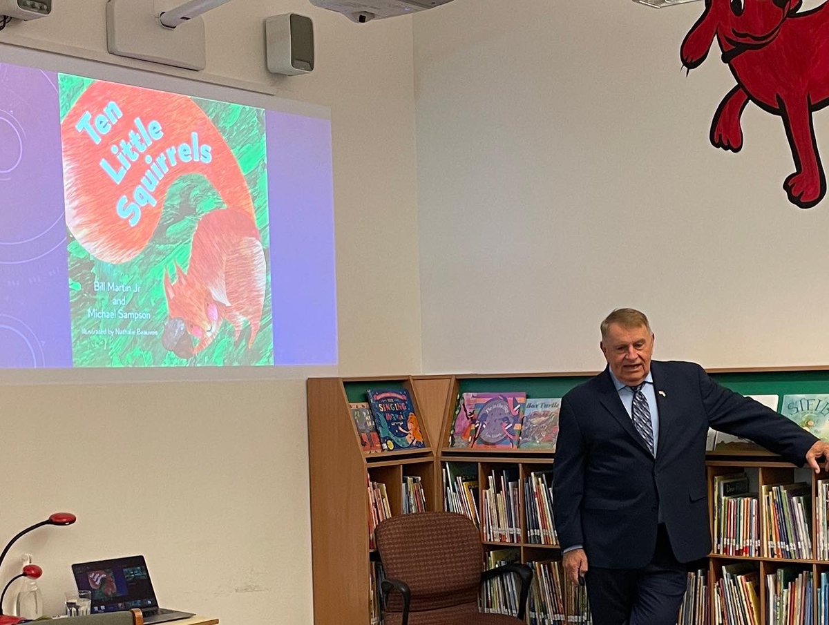 kfladager's tweet photo. Such an honour to welcome picture book author @michaelsampson to @ASW_Warsaw Early years students were treated to classics like Chicka Chicka 123 and new stories Armadillo Antics and Spunky Little Monkey. We even got a sneak preview of some new books not even released yet. 🐿 https://t.co/9b7Rx7Wy0s