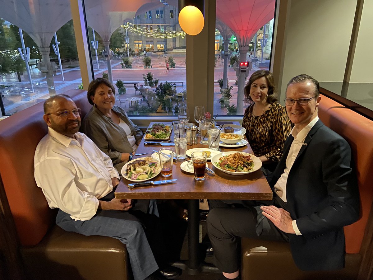 lsuvetmeddean's tweet photo. The dream team at the Southwestern Veterinary Symposium discussing strategy. We have the school, including our state-of-the-art Louisiana Animal Disease Diagnostic Lab, represented. We are growing in ALL missions! #WeTeach #WeHeal #WeDiscover #WeProtect #LSU #LSUVetMed #I2C #SWVS https://t.co/ylvsnPle1U