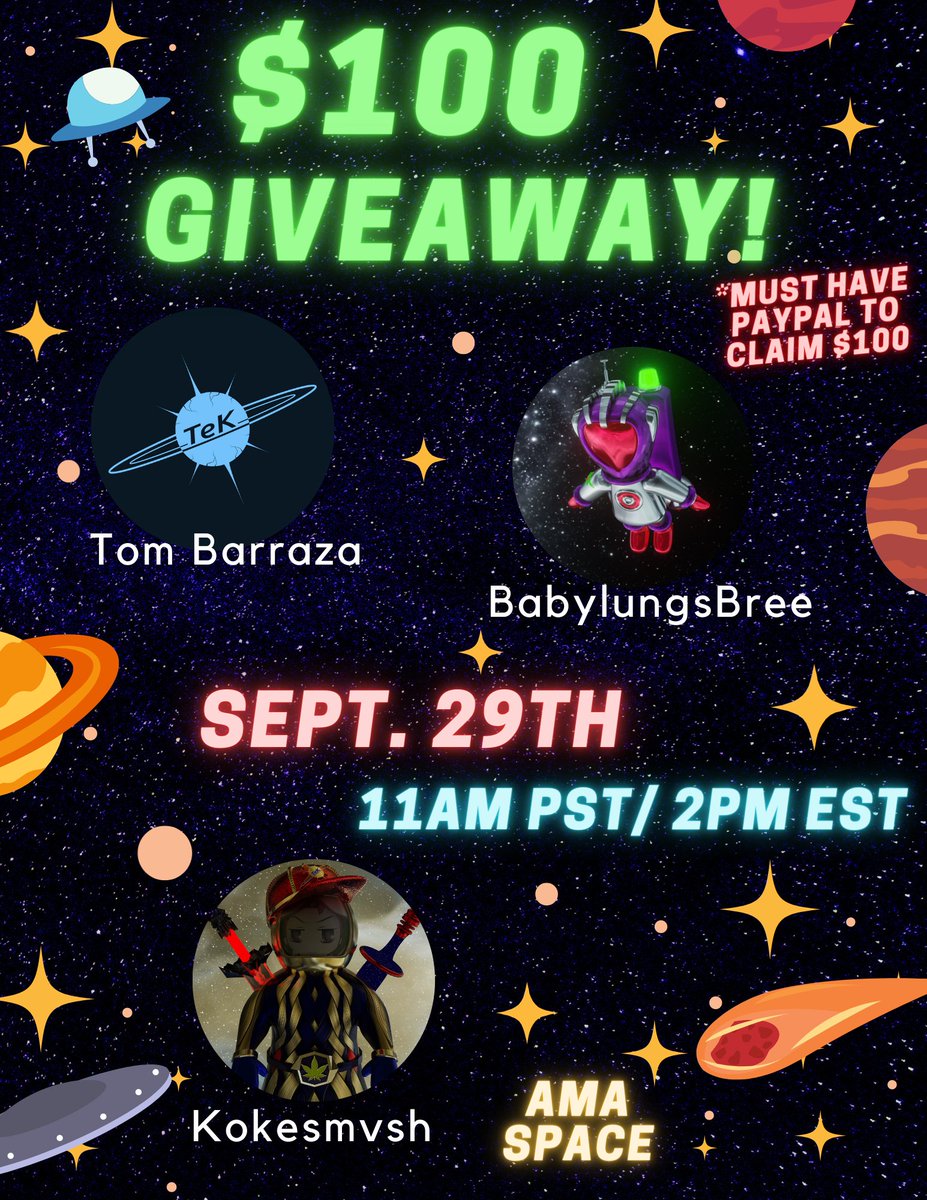 Tom_Barraza's tweet image. Come to our @Supernova_TeK AMA space every Thursday with $100💵 Giveaway‼️

✅Mint #SupernovaTek Tier 0 NFT &amp;amp; passively earn ⭐️s 👉🏾 opensea.io/collection/tie…

✅Tell frens!

✅Be in space👇🏾 to win!
 
 
#WaterHash #Cannabis #PassiveRewards