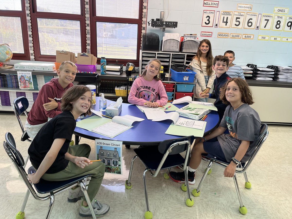 MsPoznak's tweet photo. Today was Realtor Day in 4th grade! We visited different “homes” to practice our place value skills- between ordering numbers by their values and writing numbers in word form (to learn how to write checks) we are ready for the real world. 😊 @MBS_Pride @owens_teach https://t.co/CyixyaHPcX