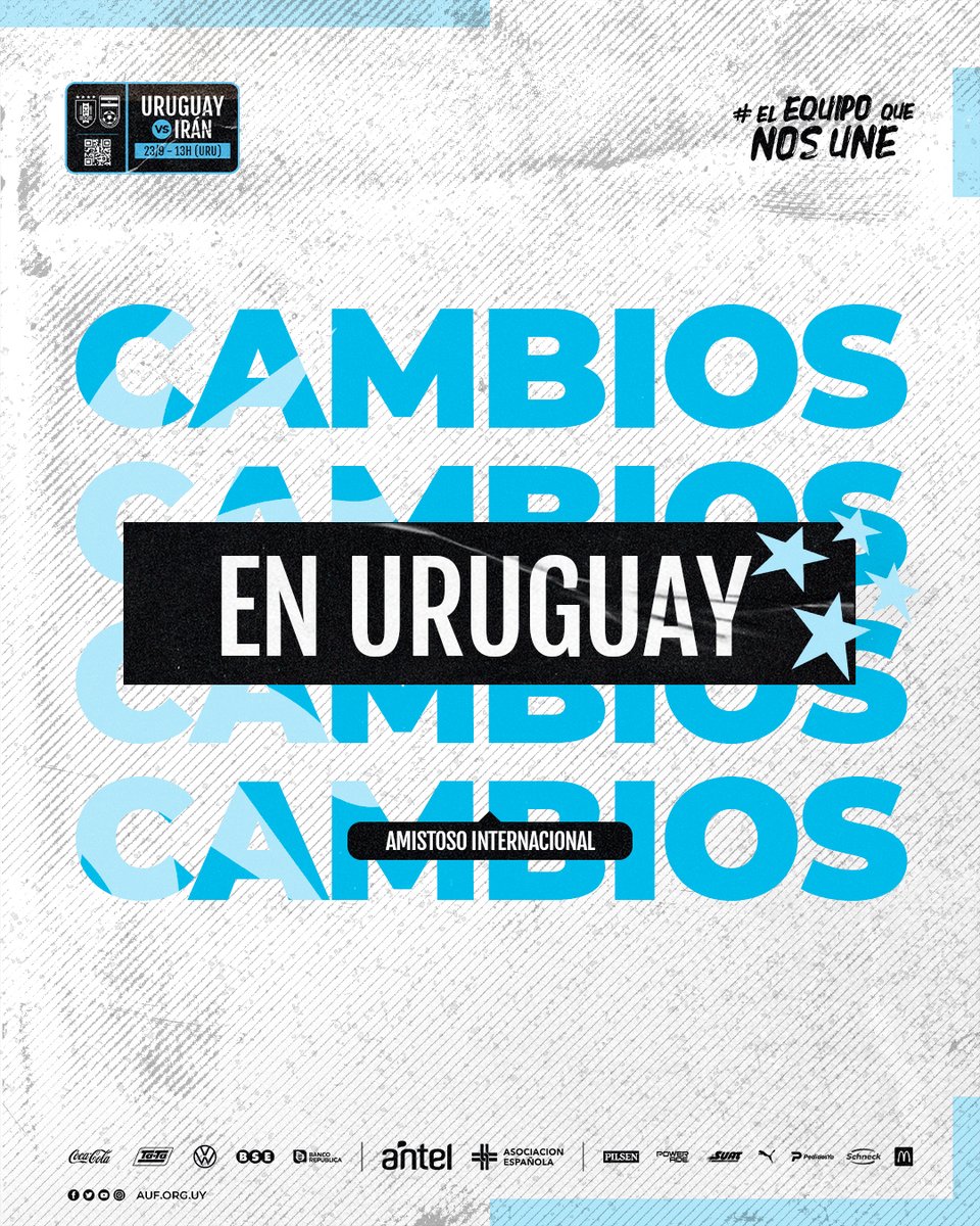 Uruguay's tweet photo. 🕓 85’ ¡𝘾𝘼𝙈𝘽𝙄𝙊𝙎!

⬆️ Lucas Torreira
⬇️ Rodrigo Bentancur

⬆️ Matías Viña
⬇️ Mathías Olivera

📺 https://t.co/l3PMoeXsVm

#ElEquipoQueNosUne https://t.co/1hYAuNk68t