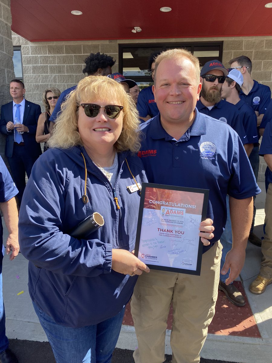ClermontChamber's tweet image. Today we gathered to celebrate @AdamsHeatingAir big move to #ClermontCounty and reveal of their new corporate office! Now located at 3932 9 Mile Rd, Cincinnati, OH 45255, this local, family-owned business has been serving the Greater Cincinnati area since 1953.

#ProudlyClermont
