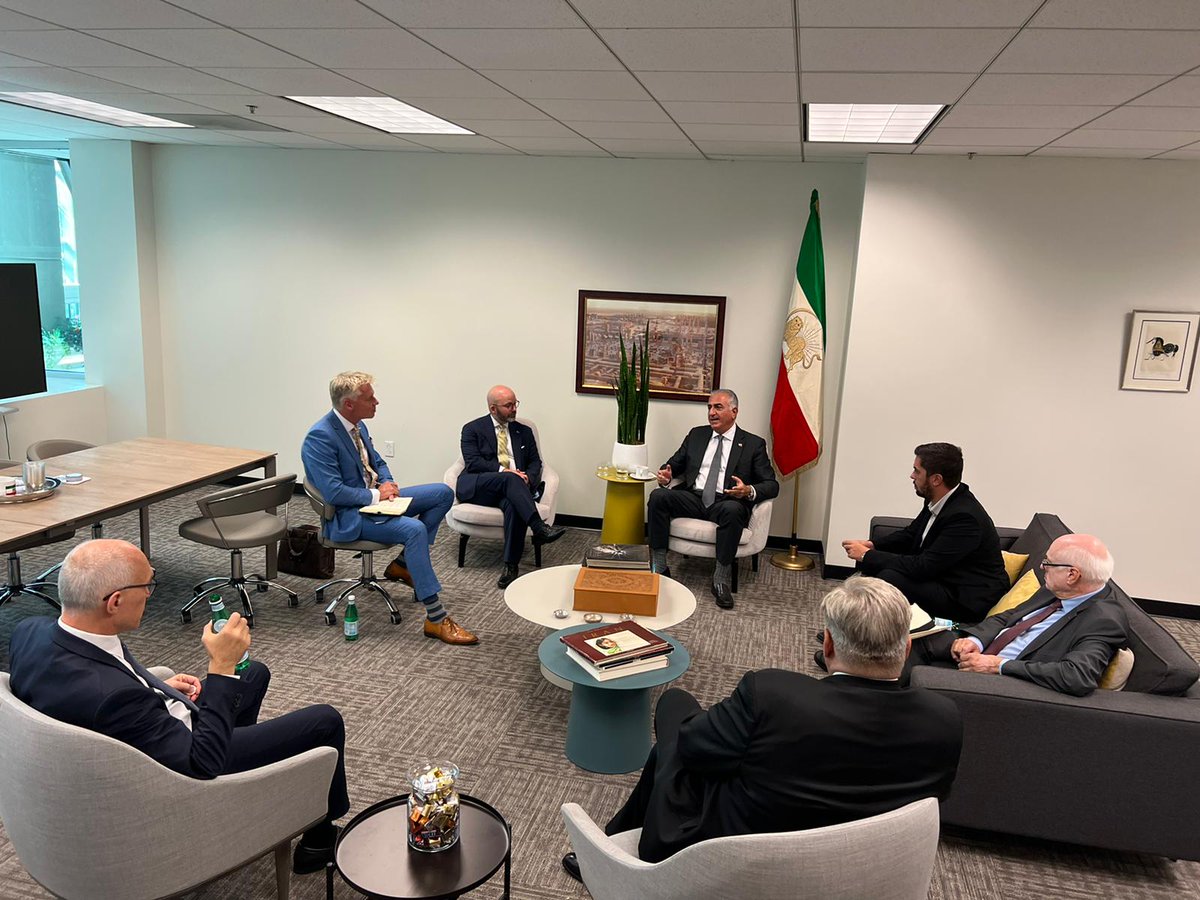 PahlaviReza's tweet photo. Today I met with a delegation from the European Parliament to discuss the ongoing #IranProtests and how the West can and must help the people of #Iran who are fighting valiantly for their freedom. This #IranRevolution demands international support.

#MahsaAmini

I called for: https://t.co/DvFNLuTsOf