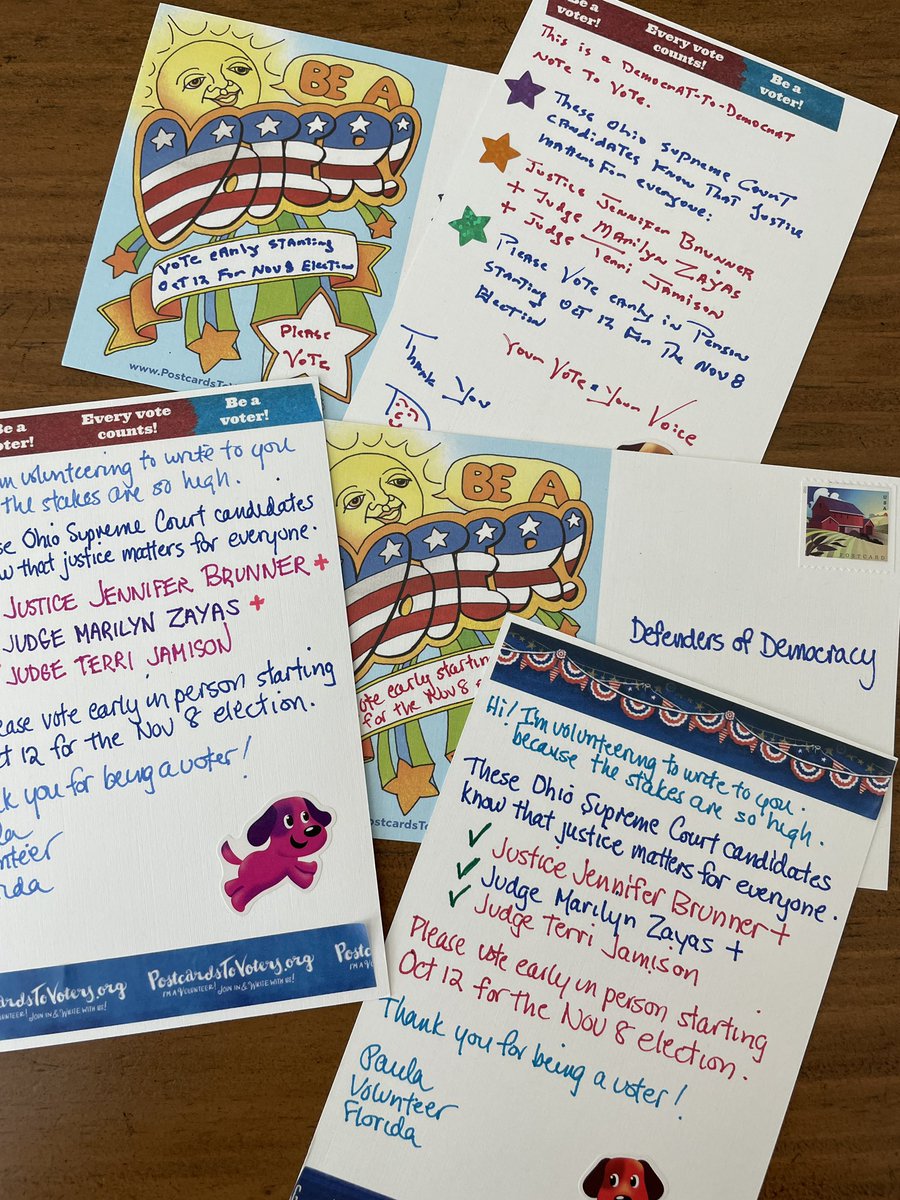 Helping to #TurnOhioBlue with #PostcardsToVoters for these great candidates for #OhioSupremeCourt
Write with us! 🌊📬🇺🇸