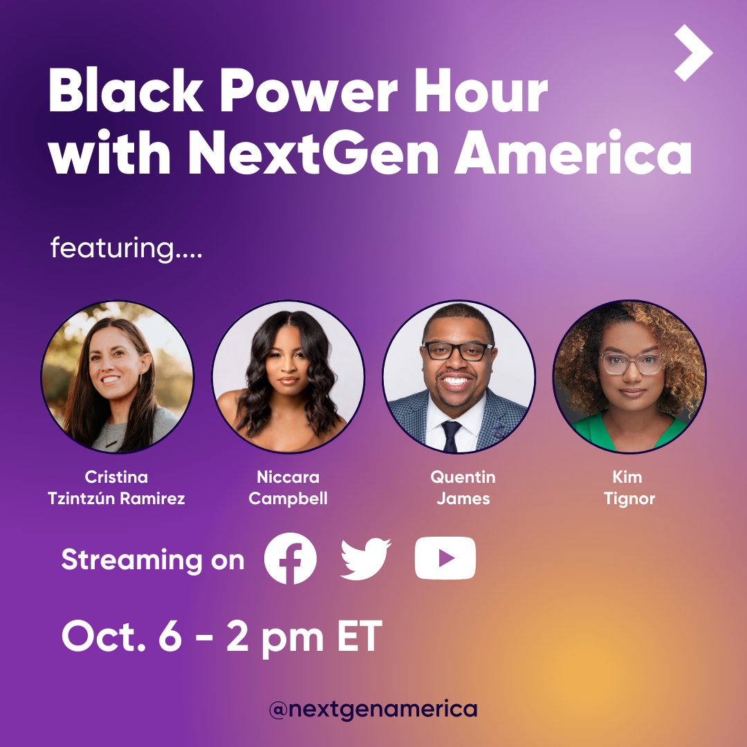 Take Creative Control (@creativec0ntr0l) on Twitter photo Tune in on October 6th to catch our founder <a href="/Kim_Tignor/">Kim Tignor</a> discussing the upcoming midterm elections and the importance of growing Black representation in government with <a href="/NextGenAmerica/">NextGen America 🗳</a>! Tune in on October 6th to catch our founder <a href="/Kim_Tignor/">Kim Tignor</a> discussing the upcoming midterm elections and the importance of growing Black representation in government with <a href="/NextGenAmerica/">NextGen America 🗳</a>!