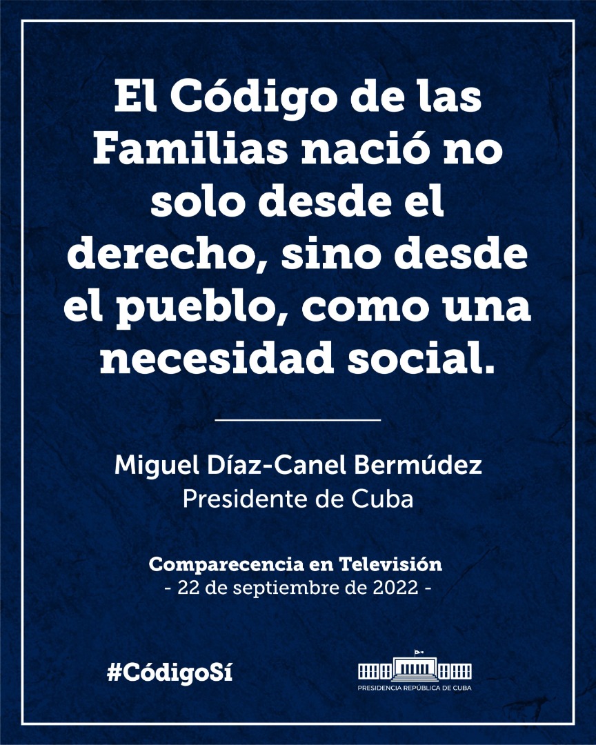 CubaMES's tweet photo. El #CodigoDeLasFamilias constituye una oportunidad para defender y cuidar la diversidad. La familia es mucho más que “lazos de sangre". Se basa en el amor y el respeto.... En #Cuba digamos #CodigoSi https://t.co/psg8U7Whb7