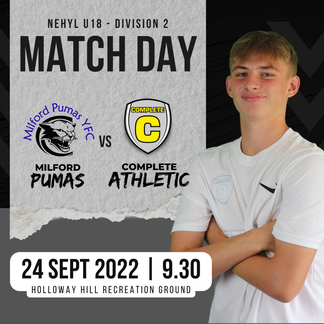 ⚽️ Complete United U18 Fixture ⚽️

🆚 Milford Pumas
📆 Saturday 24th September 2022
⏰ 9:30am KO
🏆 NEHYL Div 2
🏟 HOLLOWAY HILL RECREATION GROUND

#UTC #grassroots #grassrootsfootball #risingballers #futureballers