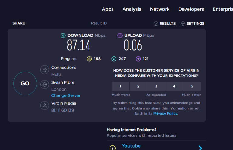 CybercounselUK's tweet photo. @virginmedia When are you going to fix my broadband? It has been 6 weeks. You keep wasting my time when you admit the problem is in your network. Sent engineer, who did nothing as the problem he said was in your network. Atrocious service. the speed when it not down. https://t.co/L7XwEwZblw