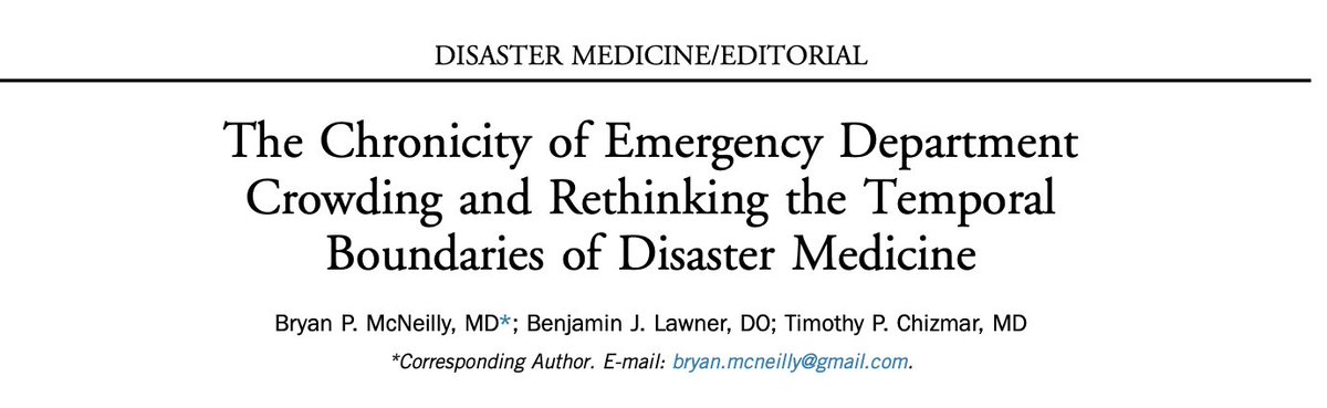 AnnalsofEM's tweet photo. Hot off the Press: The Chronicity of Emergency Department Crowding and Rethinking the Temporal Boundaries of Disaster Medicine https://t.co/QibHMeE3rd  @bp_mcneilly https://t.co/G2totn9JFS