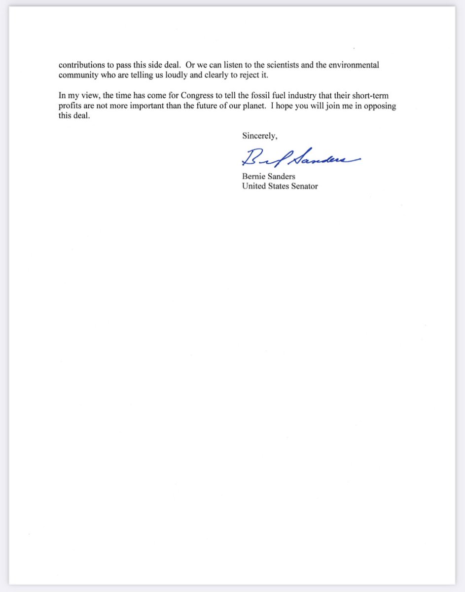 I sent a letter to my colleagues in the Senate today urging them to oppose this Big Oil side deal.

The time has come for Congress to tell the fossil fuel industry that their short-term profits are not more important than the future of our planet.