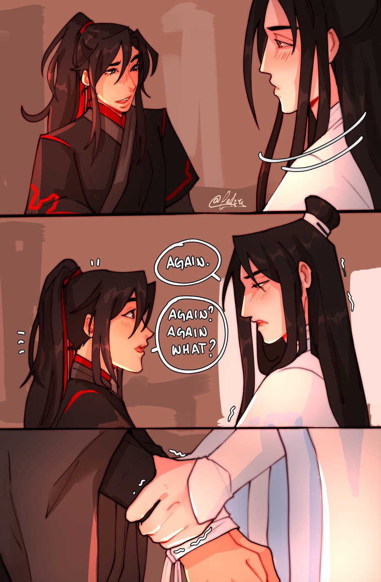 fedzz_z's tweet photo. “is it enough” an MDZS comic of a scene from volume 2 that won’t leave my head😵‍💫
just a little warning for people who don’t know: lwj is drunk in this scene so if you’re uncomfortable with that refrain from reading this thank you sm
#wangxian #mdzs
1/3 https://t.co/Ui9fzj7ZbR