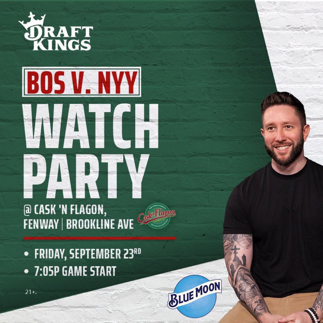 don’t forget we’re watching Sox-Yankees tonight with the the @carrabispod squad at <a href="/CasknFlagon/">Cask 'N Flagon</a> and your ass needs to be there 🔥 I’m the raffle guy every inning so buy me some Blue Moon and maybe I’ll pull your ticket and hook you up with some <a href="/DraftKings/">DraftKings</a> swag LET’S GOOOOO 🍻