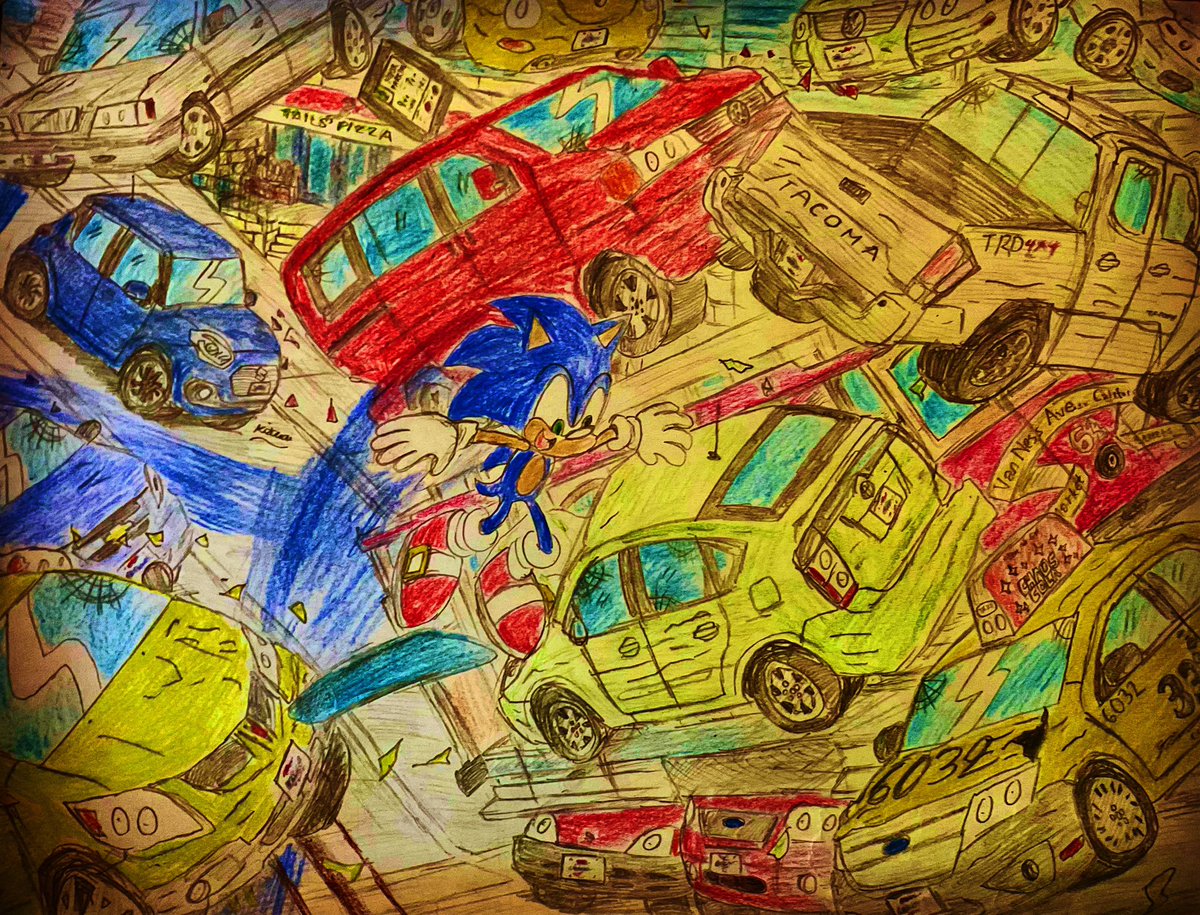 Kitsuoi1's tweet photo. Smashing through the streets.
(That is one very destructive fast blue hedgehog. I had so much fun drawing this!)
#sonic #sa2 #sa2battle #sonicadventure2battle #sonicadventure2 #sonicadventure #sonicgenerations #SonicMovie #sonicfanart #sega #FanArtFriday https://t.co/N0xvHLWfhK
