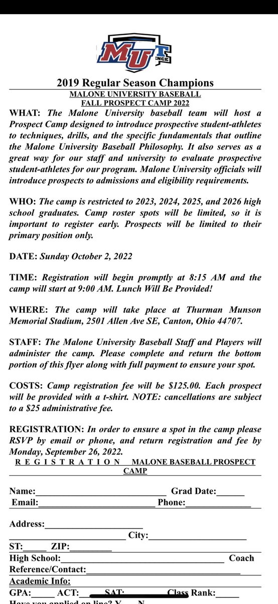 ❗️Upcoming Prospect Camp❗️Sunday, October 2nd. Spots are still available but filling up quickly. Contact <a href="/CoachHurford34/">Josh Hurford</a> with any questions or to reserve a spot. #RollNeers