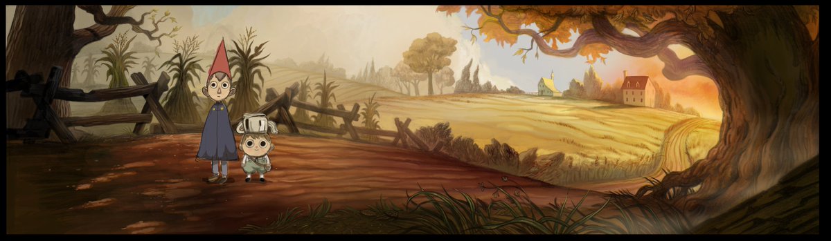 ncrossanimation's tweet photo. Autumn is approaching and it's as good a time as any to mention that the pilot to Over the Garden Wall, "Tome of the Unknown" created by @Patrick_McHale was produced 10 years ago. These are some of the bg's I painted for the short, drawn by @skulptduggery https://t.co/Vs2kqOCYBR