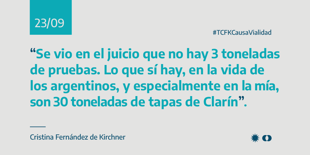 AntolinMagallan's tweet photo. La historia va a juzgar a @CFKArgentina como lo que es: la líder indiscutida del movimiento nacional y popular.

Y a lxs fiscales y jueces del partido judicial, como lxs serviles empleadxs de la maquinaria del lawfare y la persecución política

#TodxsConCristina
#TodosConCristina https://t.co/5pihcQIUDA