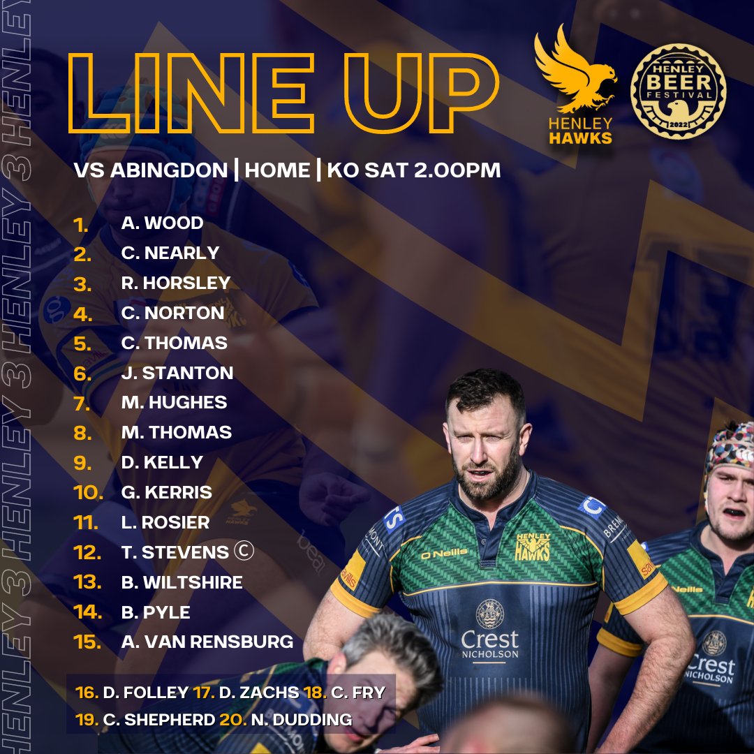 Henley Hawks Rugby (@henleyhawks) on Twitter photo Triple header line up. And in case you haven't heard <a href="/HenleyBeerFest/">Henley Beer Festival</a> is happening, TOMORROW!!!
Thank you again to event sponsors @LTapyard, match sponsor <a href="/gdevansinterior/">G D Evans Interiors</a> and match ball sponsors <a href="/randamag/">Round & About Magazine</a>. We couldn't do these things without you.
#rugby #henleybeerfest Triple header line up. And in case you haven't heard <a href="/HenleyBeerFest/">Henley Beer Festival</a> is happening, TOMORROW!!!
Thank you again to event sponsors @LTapyard, match sponsor <a href="/gdevansinterior/">G D Evans Interiors</a> and match ball sponsors <a href="/randamag/">Round & About Magazine</a>. We couldn't do these things without you.
#rugby #henleybeerfest