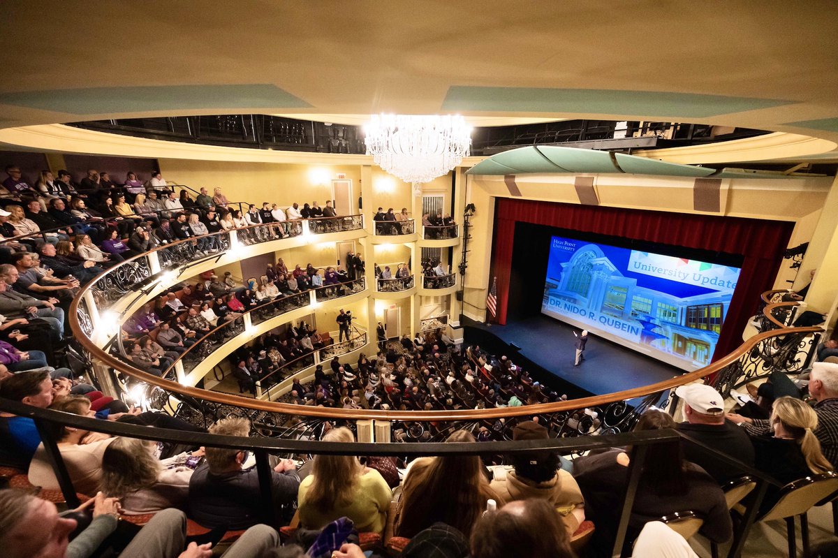 HighPointU's tweet photo. HPU families! Be sure to join HPU President Dr. Nido Qubein tomorrow morning at 10:00 a.m. in HPU's Hayworth Fine Arts Center for an exciting University Update presentation, one of our most beloved #HPUFamilyWeekend traditions. 💜 #HPU365 https://t.co/AuW86snKBn