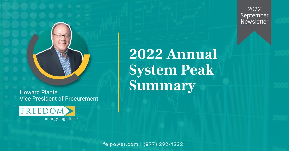 Howard Plante, Vice President of Procurement, reviews the 2022 Annual System Peak and shares information about this past summer, historical peak results, and what future years may bring. ow.ly/8oIB50KQxLj. 

#EnergyCurtailment #FreedomEnergy #EnergyAdvisor