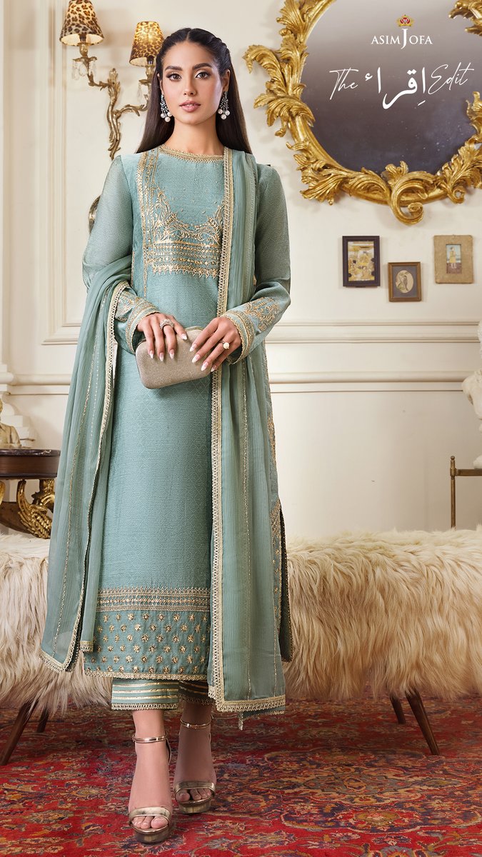 asimjofa's tweet photo. The Iqra Edit by Asim Jofa | 3PC | Unstitched Collection | PRE-BOOK NOW
AJIM – 21 | Rs. 5,950
Iqra Aziz makes one skip a beat in this beautiful mint self jacquard 
#AsimJofa #IWearAsimJofa #simplyfestive #unstitchedcollection #stitchedcollection #asimjofaedits #iqraaziz #iqraedit https://t.co/VwALbXdjG0