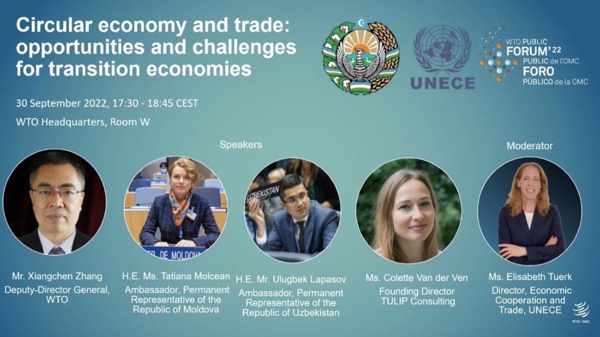 ElisabethTuerk's tweet photo. 🇺🇳@UNECE has a long history of cooperation with #CentralAsia countries!

💡Check out our work: https://t.co/STZAiQ50K1

📅And join our upcoming session ‘Circular Economy and Trade in collaboration with @uzbekistanun at the #WTOPublicForum on the 30th of Sept!
@wto https://t.co/9HBdsSabVr