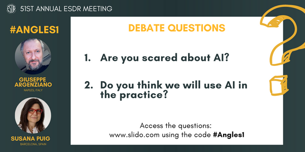 ESDRorg's tweet photo. The ANGLES 1 session will be interactive, participate to the poll here:
https://t.co/xexWtb144b

Title: Early Detection of Cancer: Man vs Machine
Date: Thursday 29 September - 14.30-15.00 CET
@susana_puig  Giuseppe Argenziano @derm_scientist https://t.co/6BFHZfKrBJ