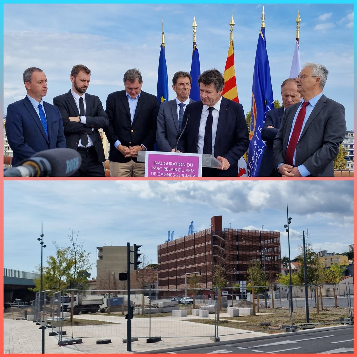 Astolfi__'s tweet photo. Inauguration du P+R de la @VilledeCagnes par @cestrosi, @ca_ginesy et @LouisNegreCSM. Un magnifique ouvrage de la @MetropoleNCA exploité par @lignesdazur .
Un maillon essentiel dans la chaîne de la mobilité.
#multimodalite #intermodalite https://t.co/19qIecJU6m