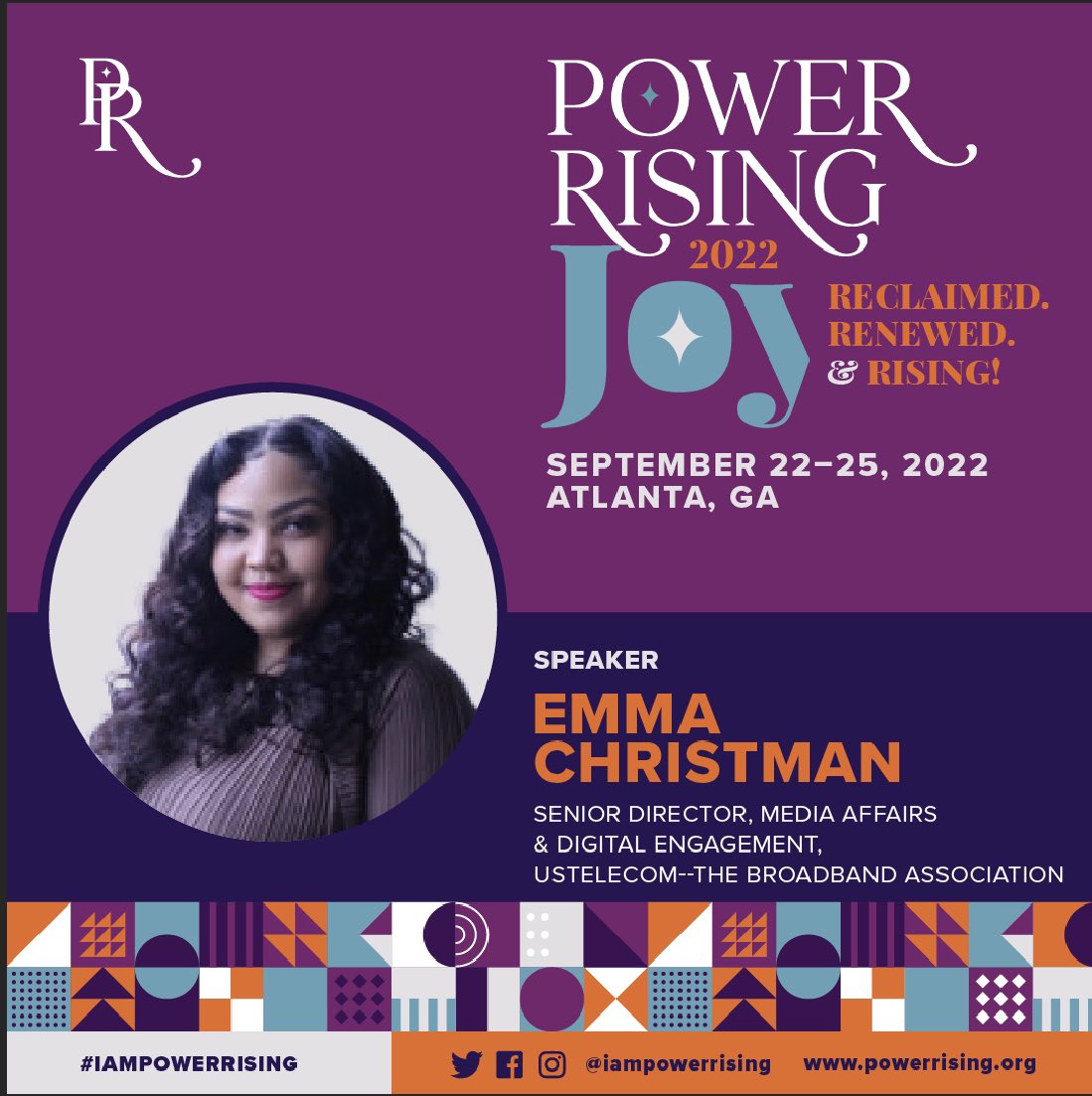 Looking forward to joining my fellow tech panelists today at 2pm at <a href="/IAmPowerRising/">IAmPowerRising</a>! <a href="/iamkimkeenan/">Kim Keenan</a> <a href="/IIABroadband/">Internet Innovation</a> <a href="/collegegurljb/">College Gurl</a> &amp; Yvette Pugh <a href="/ATT/">AT&T</a> 

The Humanity of Connection: Harnessing OUR Power Through Tech
Cc: <a href="/HumanityofConn/">The Humanity of Connection</a> <a href="/USTelecom/">USTelecom | The Broadband Association</a>