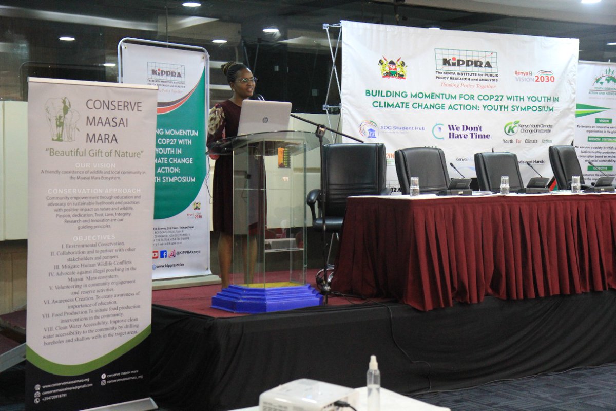 Jecinta Anomat <a href="/jecyanomat/">Jacy Anomat</a>, a <a href="/KIPPRAKENYA/">KIPPRA</a>  Young Professional, makes a presentation on "Promoting Plastic Circularity for Climate Action" during the ongoing youth symposium. #YouthVoiceCOP27 #KIPPRAat25.
