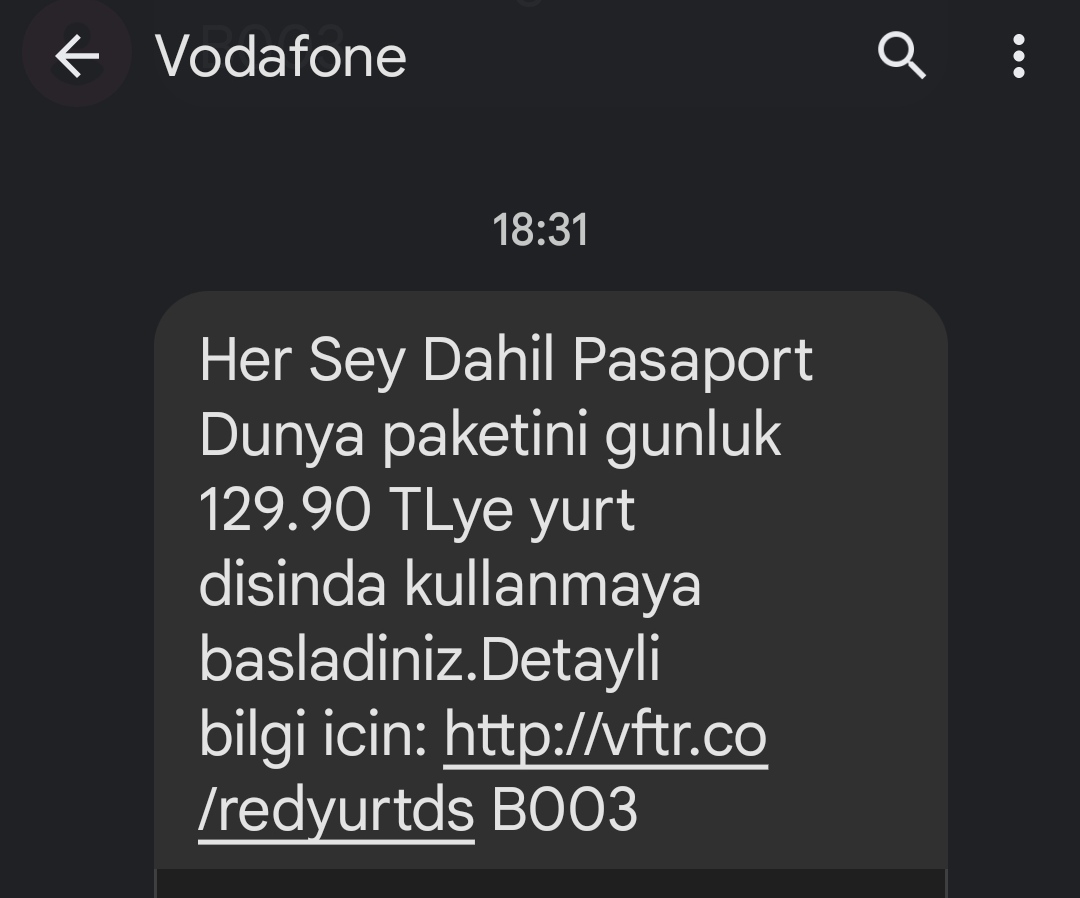 yclbrnc's tweet photo. @VodafoneDestek @VodafoneTR Merhaba, 2 gündür yurt dışındayım ve hattım açık. Hiç bir görüşme yapmadığım ve mobil veri kullanımı hiç yapmadığım halde tarafınızdan bu şekilde mesajlar almaya başladım.. Acilen kontrolünü ve düzeltilmesini rica ediyorum! https://t.co/v9iSJGeir6