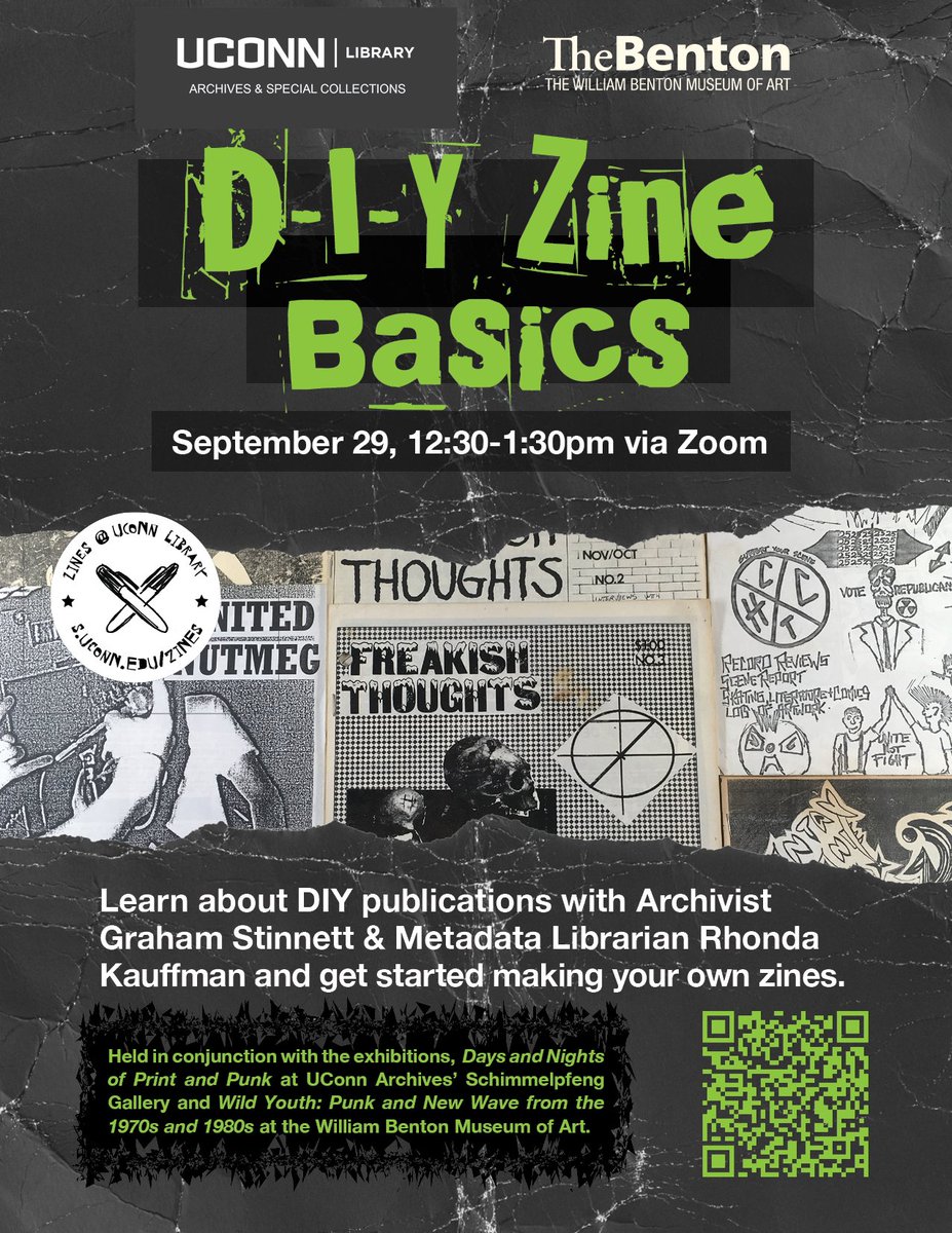 UConnArchives's tweet photo. Q:What are you doing next Thursday at lunch?
A:Logging on to that sick #DIY #zine workshop by your friendly neighborhood #informationworkers @uconnlibrary Rhonda & Graham hosted by @UConn_Benton 12:30-1:30!
RSVP for the link https://t.co/eRvAVXgFDx @UConnFYW @UConn @UConnArts https://t.co/fHp1K7WsVo