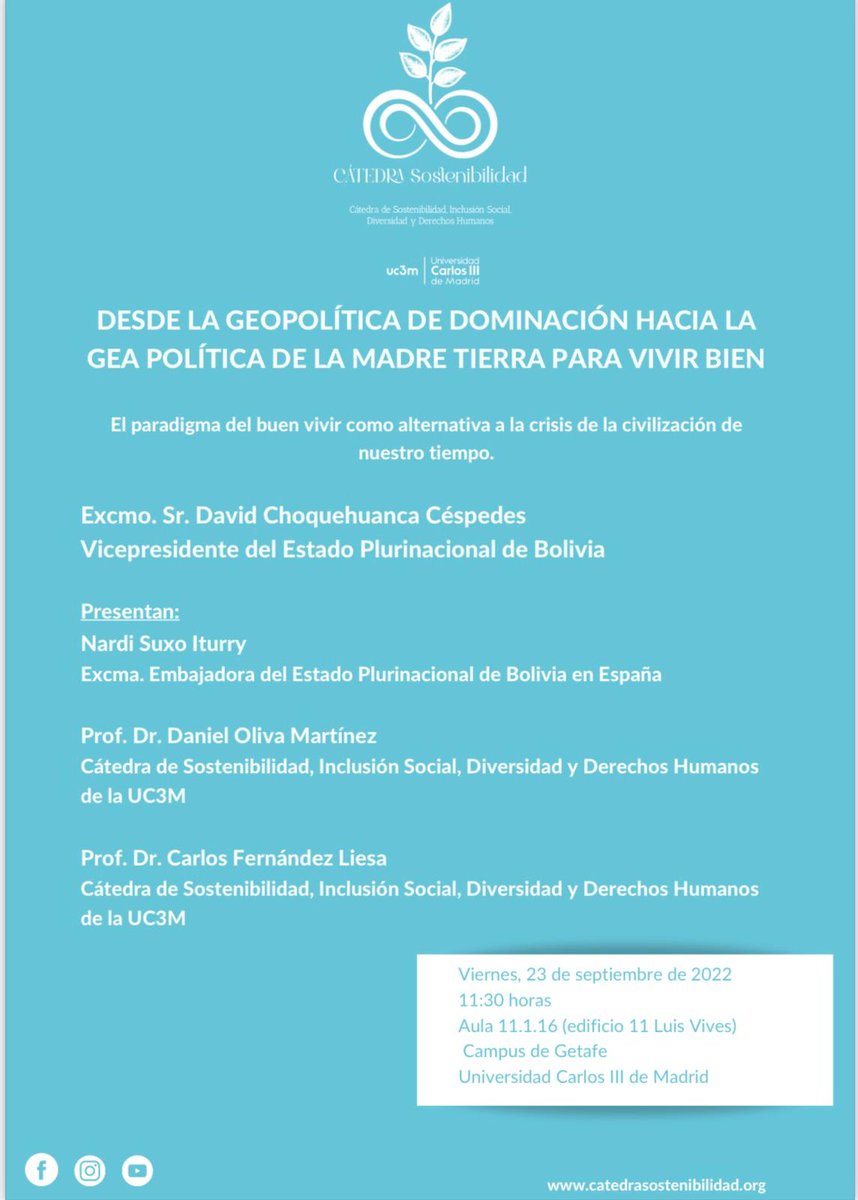 Hoy he tenido el honor de conocer personalmente a David Choquehuanca @LaramaDavid, vicepresidente de Bolivia. Tanto su exposición, como la breve conversación que hemos podido mantener, confirman muy favorablemente la opinión que tenía sobre él. Jallalla!