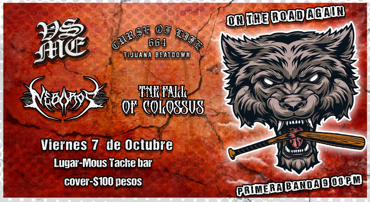 Viernes 7 de Octubre 9pm en el <a href="/MOUSTACHETJBAR/">MOUS TACHE BAR</a>  los esperamos!!!
#Tijuana #liveshow #TJHC #Hardcore  #musica