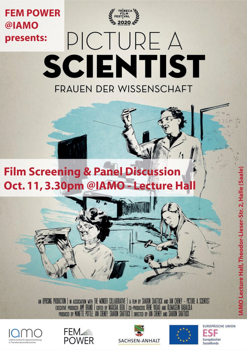 iamoLeibniz's tweet photo. Leading #female #scientists take the audience on a journey in this documentary through the experiences of their #academic #careers – as #womeninscience 
 
Film screening and panel discussion organized by @iamoLeibniz and @FempowerLSA 
📅11 Oct. 2022, 3:30 pm
📍Lecture Hall, IAMO https://t.co/VRIJFdJG6S