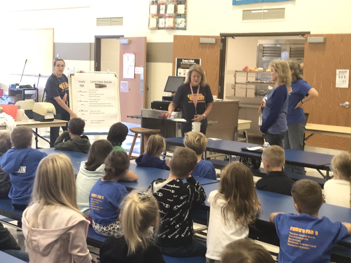Fawn Area’s fabulous paraprofessionals teach our students about RAMS expectations in the cafeteria!