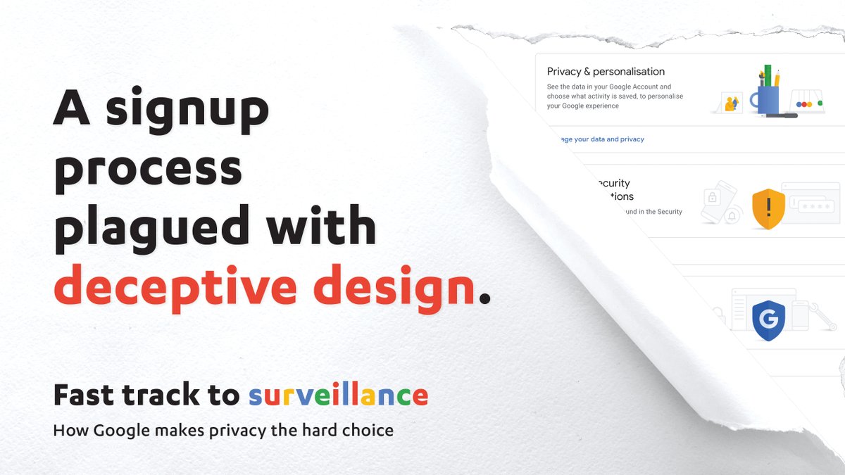 beuc's tweet photo. Google says we’re in ‘control’ of how our personal data gets collected when we create an account with them. Not from where we’re standing. It’s high time the authorities step in. #FastTrackToSurveillance https://t.co/mfsbC21imo https://t.co/NmfDcaXs6d